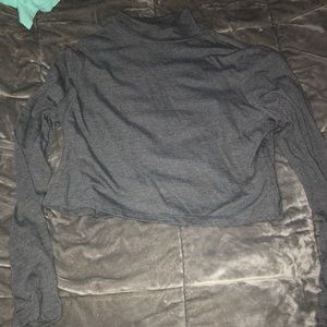 Gray Turtle Neck Crop Top